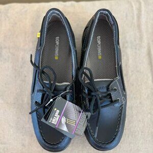 TopCrews Woman's Black Leather Work Slip-Resistant Shoes Sz 10